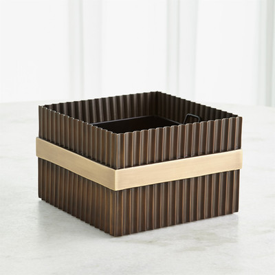 Global Views Magic Flute Square Cachepot - Brass - Bronze