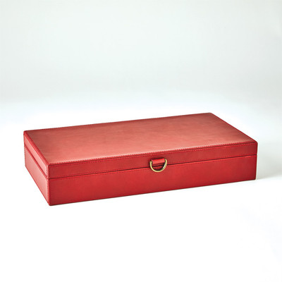 Global Views Marbled Leather D Ring Box - Deep Red - Lg