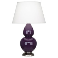 Double Gourd Table Lamp - Antique Silver - Amethyst