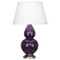 Double Gourd Table Lamp - Antique Silver - Amethyst