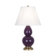 Small Double Gourd Table Lamp - Antique Natural Brass - Amethyst