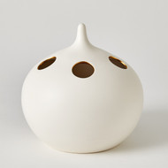 Global Views Oh No Vase - Matte White - Gold Rim - Lg