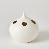 Global Views Oh No Vase - Matte White - Gold Rim - Med