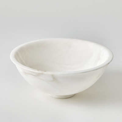 Global Views Oiled Alabaster Bowl - White - Lg