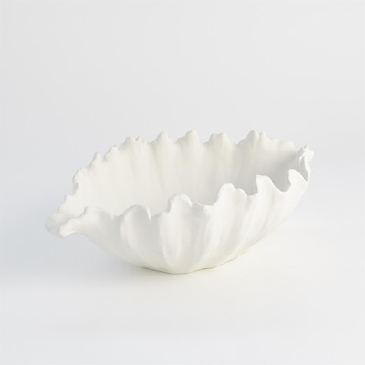 Global Views Organic Wave Oval Bowl - White - Sm