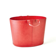 Global Views Oversized Oval Leather Basket - Deep Red