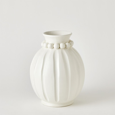 Global Views Pearl Vase - Matte White - Wide