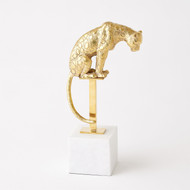 Global Views Perched Jaguar on Stand - Brass