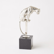 Global Views Perched Jaguar on Stand - Nickel