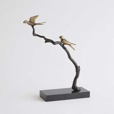 Global Views Perched Sparrows - Bronze - Brass - Lg