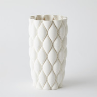 Global Views Pillowed Printed Cylinder Vase - Matte White