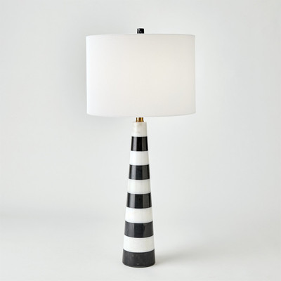Global Views Pinnacle Marble Lamp - Black - White