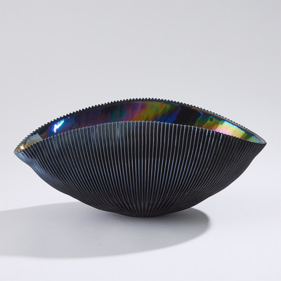 Global Views Pleated Bowl - Black - Lg