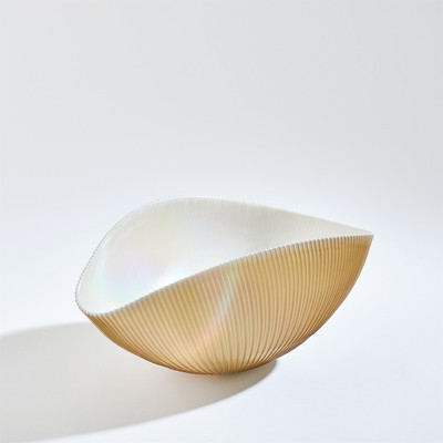 Global Views Pleated Bowl - Camel - Ivory - Med