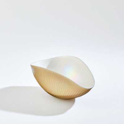 Global Views Pleated Bowl - Camel - Ivory - Sm