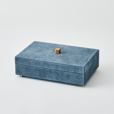 Global Views Posh Box - Dusty Blue Suede - Sm