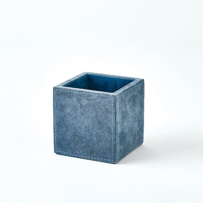 Global Views Posh Pencil Cup - Dusty Blue Suede