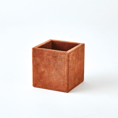Global Views Posh Pencil Cup - Rust Suede