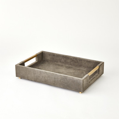 Global Views Posh Tray - Grey Suede - Sm