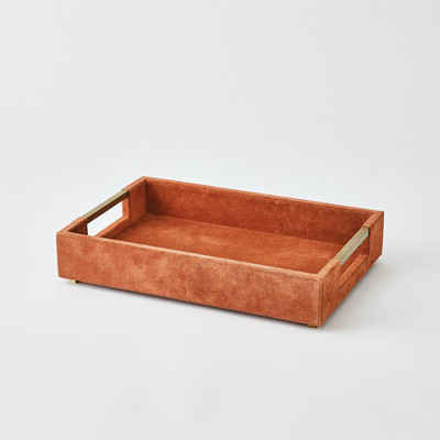 Global Views Posh Tray - Rust Suede - Sm