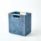 Global Views Posh Wastebasket - Dusty Blue Suede
