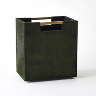Global Views Posh Wastebasket - Hair - On - Hide Green