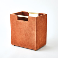 Global Views Posh Wastebasket - Rust Suede