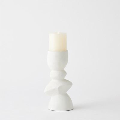 Global Views Pradier Candle Holder - White - Med