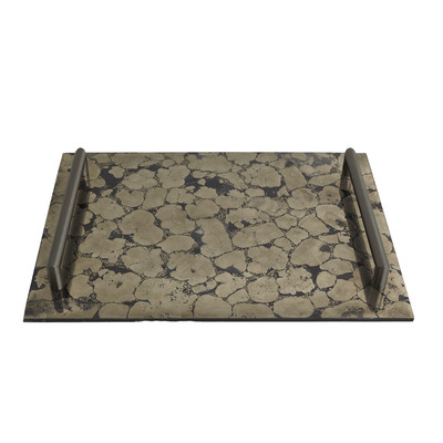 Global Views Pyrite Tray w - Bronze Handles