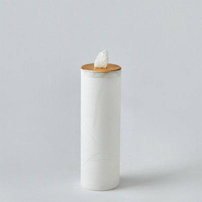 Global Views Quarry Jar - White - Gold Leaf - Lg