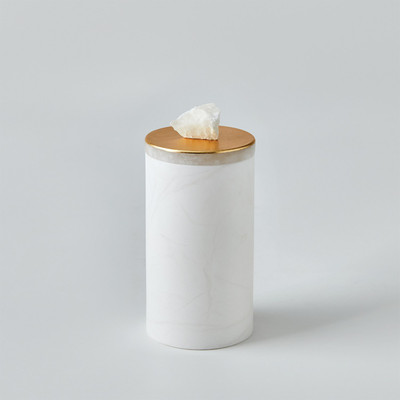 Global Views Quarry Jar - White - Gold Leaf - Med