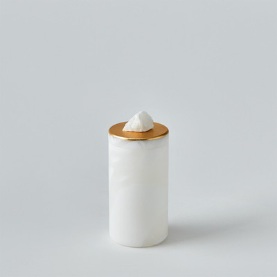 Global Views Quarry Jar - White - Gold Leaf - Sm