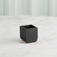 Global Views Radius Edge Leather Pencil Cup - Black