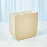 Global Views Radius Edge Leather Wastebasket - Beige