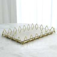 Global Views Ric Rac Tray - Gold w - Antique Mirror