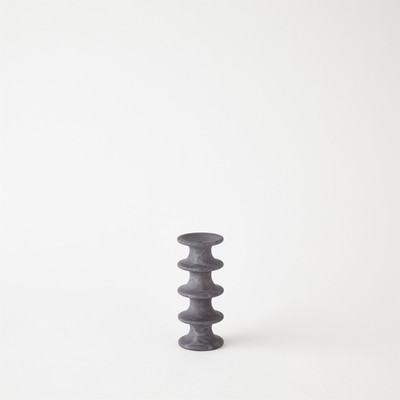 Global Views Ridge Alabaster Candlestick - Grey - Sm