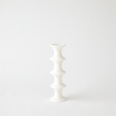 Global Views Ridge Alabaster Candlestick - White - Lg