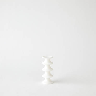Global Views Ridge Alabaster Candlestick - White - Sm