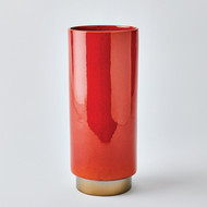 Global Views Rolo Vase - Red - Bronze - Lg