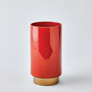 Global Views Rolo Vase - Red - Bronze - Sm