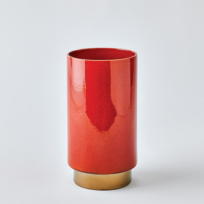 Global Views Rolo Vase - Red - Bronze - Sm