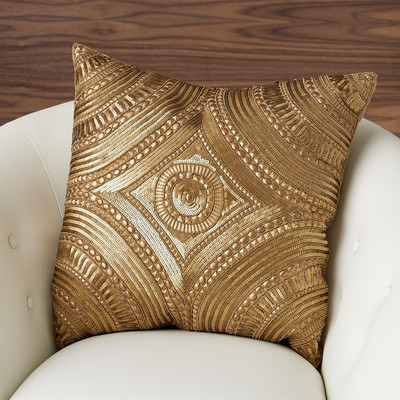 Global Views Roman Beaded Pillow - Gold