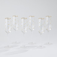 Global Views S - 6 Celebration Champagne Glasses - Clear w - Gold Dots