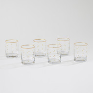Global Views S - 6 Celebration DOF Glasses - Clear w - Gold Dots