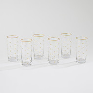 Global Views S - 6 Celebration Highball Glasses - Clear w - Gold Dots