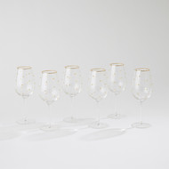Global Views S - 6 Celebration Wine Glasses - Clear w - Gold Dots