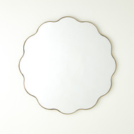 Global Views Scalloped Round Mirror with Gold Metal Frame