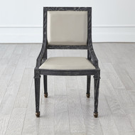 Global Views Seine Side Dining Chair - Black w - Grey Leather