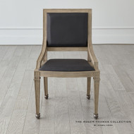 Global Views Seine Side Dining Chair - Grey w - Black Leather