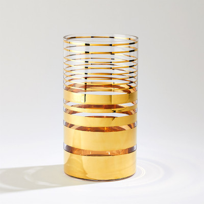 Global Views Shimmering Striped Vase - Hurricane - Gold - Lg